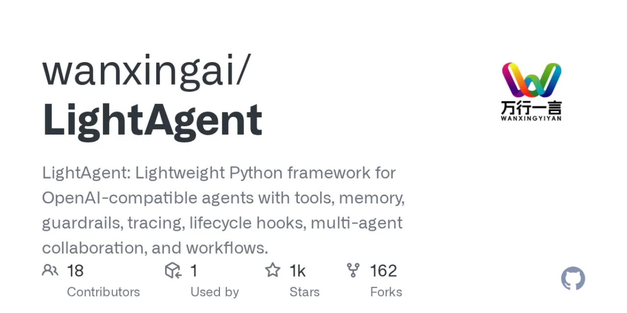 ภาพ social preview จาก repository wanxingai/LightAgent