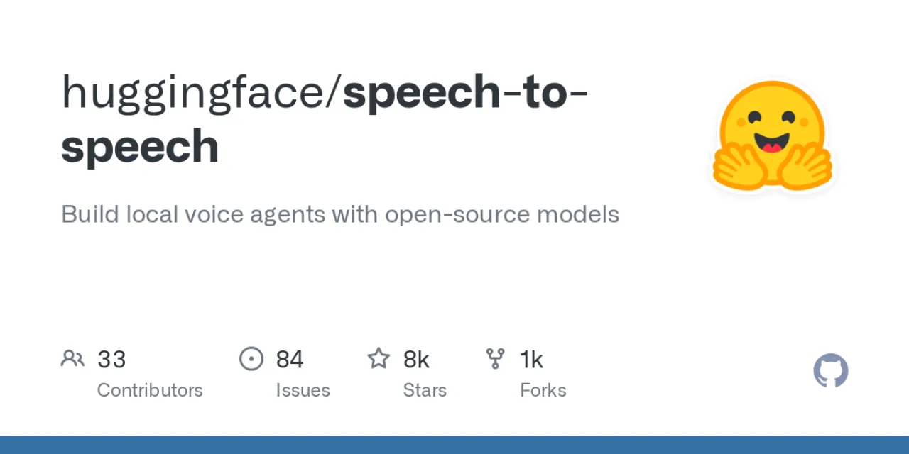 ภาพ social preview จาก repository huggingface/speech-to-speech
